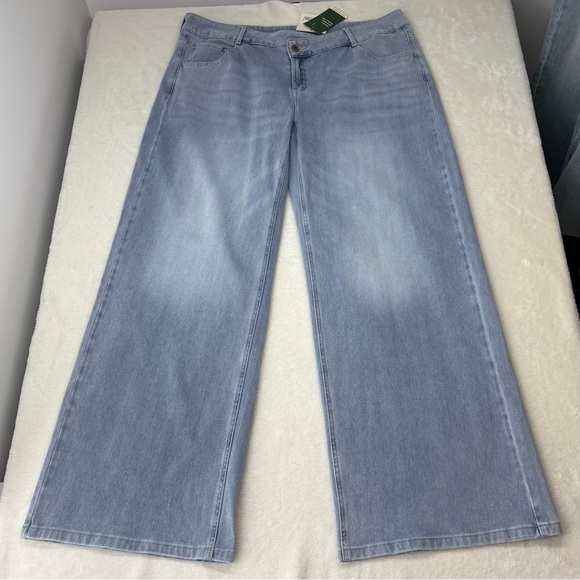 Halara Flex Asymmetric Low Rise Baggy Wide Leg Stretchy Jeans Size XL Tall - Picture 2 of 9